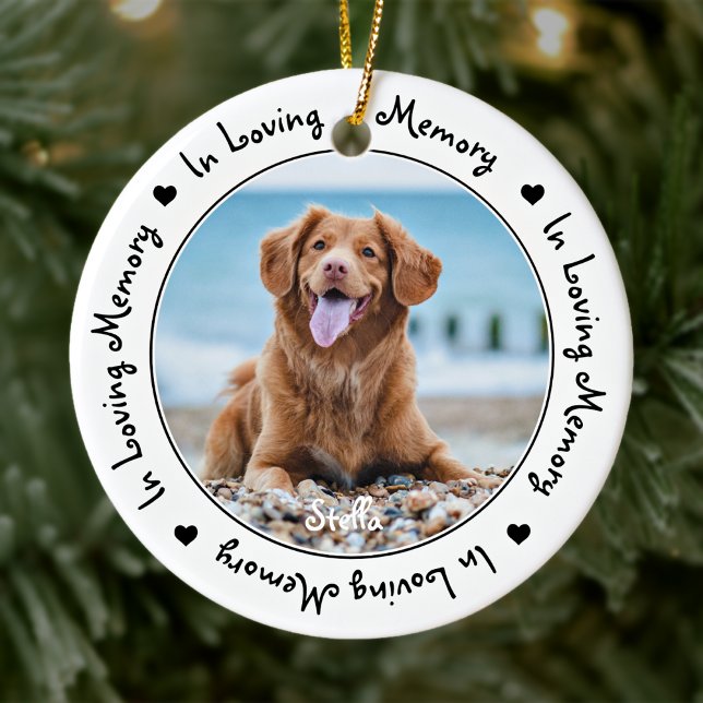 Pet Memorial Dog Photo In Loving Memory Ceramic Ornament (Creator Uploaded)