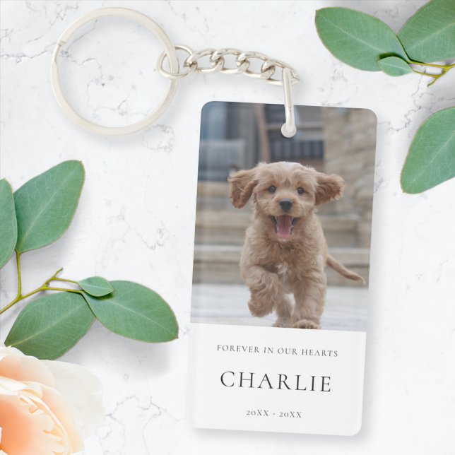 Pet Memorial | Dog Photo In Loving Memory Elegant Key Ring (Creator Uploaded)
