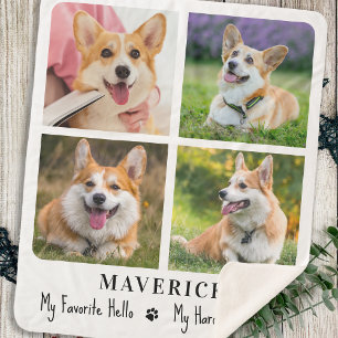 Pet Memorial Dog Remembrance Personalised 4 Photo Sherpa Blanket