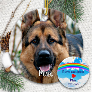 Pet Memorial Dog Simple Photo Rainbow Bridge Ceramic Ornament