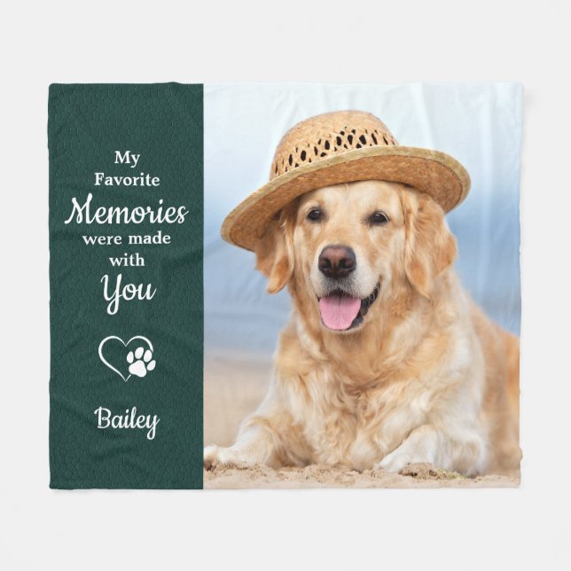 Pet Memorial Dog Sympathy Gift Personalised Photo Fleece Blanket (Front (Horizontal))