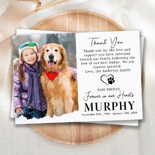 Pet Memorial Dog Sympathy Personalised Photo Thank You Card