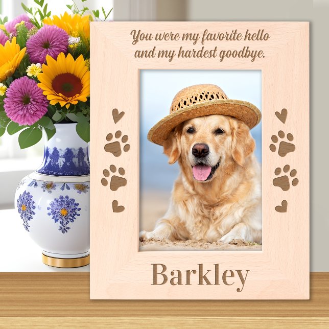 Pet Memorial Favourite Hello Custom Wooden Picture Etched Frames (Creator Uploaded)