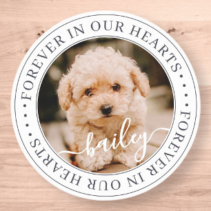 Pet Memorial Forever Hearts Elegant Chic Photo Classic Round Sticker