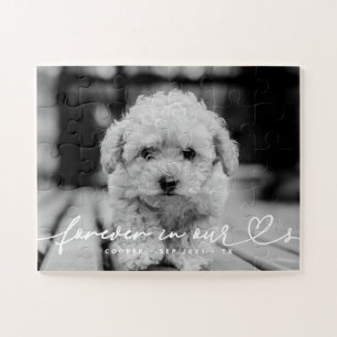 Pet Memorial Forever Hearts Simple Modern Photo Jigsaw Puzzle