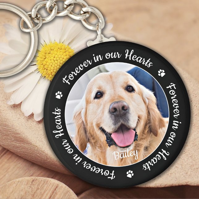 Pet Memorial Forever in our Hearts Custom Photo  Key Ring (Creator Uploaded)