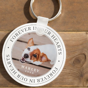 Pet Memorial Forever In Our Hearts Modern Photo Key Ring