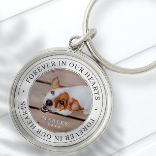 Pet Memorial Forever In Our Hearts Modern Photo Key Ring