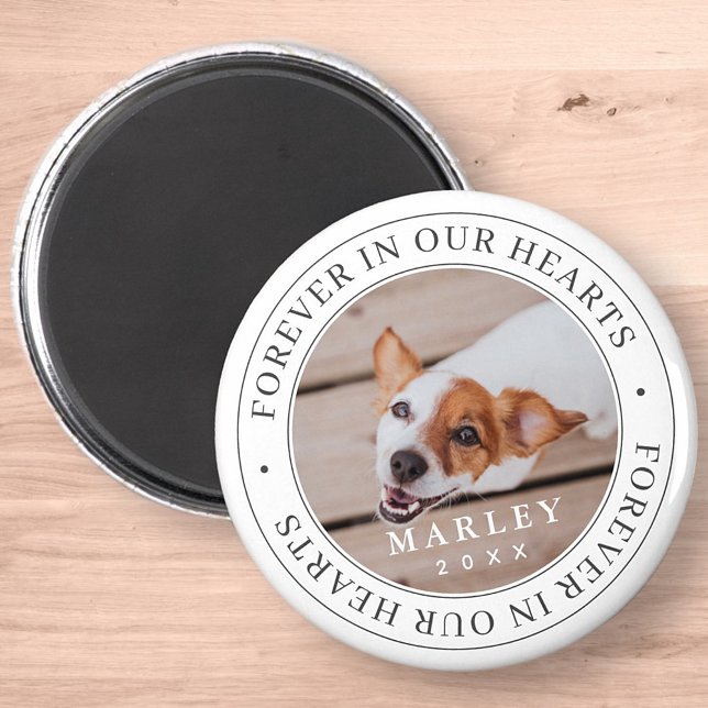 Pet Memorial Forever In Our Hearts Modern Photo Magnet (Creator Uploaded)