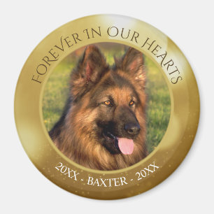 Pet Memorial FOREVER IN OUR HEARTS Photo Gold Magnet