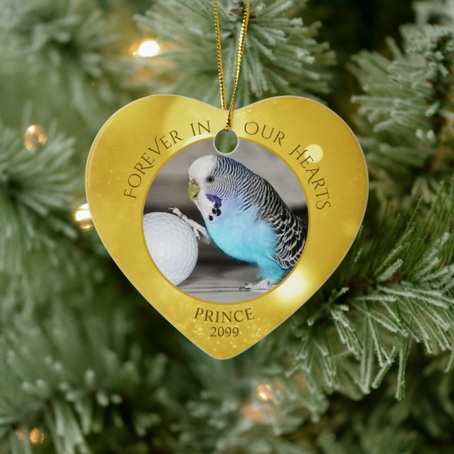 Pet Memorial FOREVER IN OUR HEARTS Photo Keepsake Ceramic Ornament (Tree)
