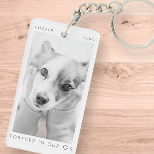 Pet Memorial Forever in our Hearts Simple Photo Key Ring