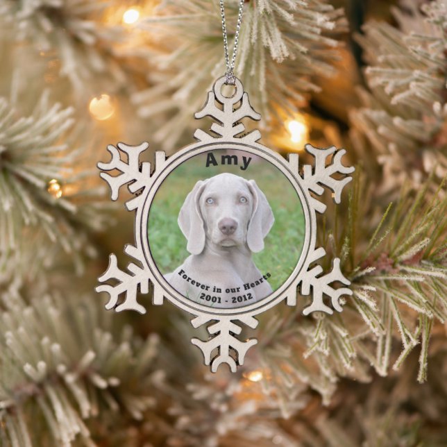 Pet Memorial - Forever In Our Hearts Snowflake Pewter Christmas Ornament (Tree)