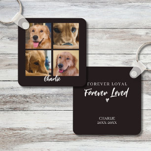 Pet Memorial Forever Loved 4 Photo Collage Key Ring
