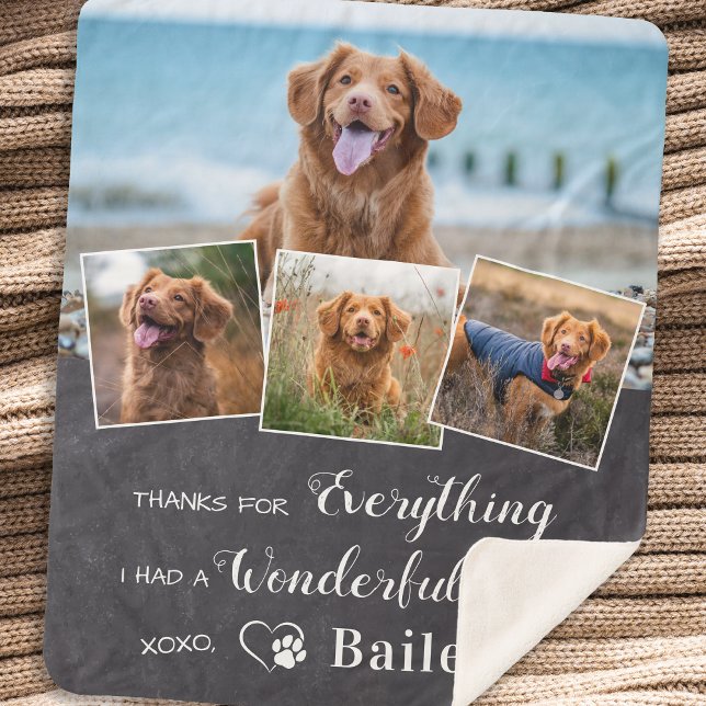 Pet Memorial From The Dog 4 Photo Keepsake Sherpa Blanket (Creator Uploaded)