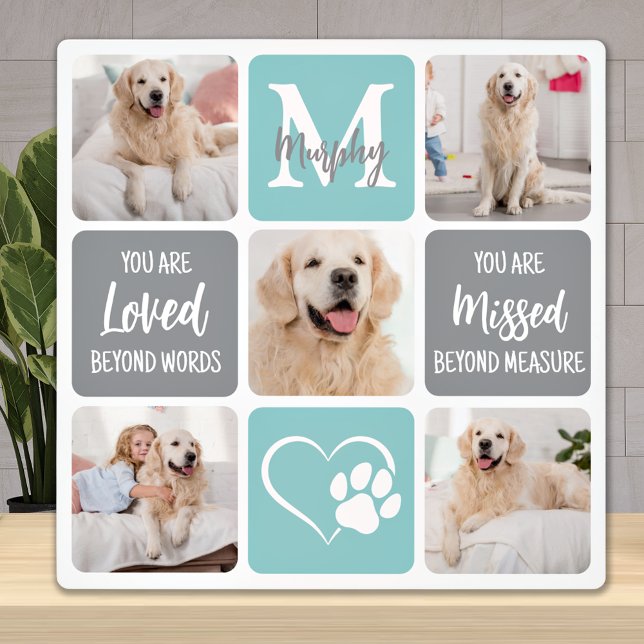 Pet Memorial Gift Dog Loss Modern Stylish 5 Photo  Plaque (Creator Uploaded)