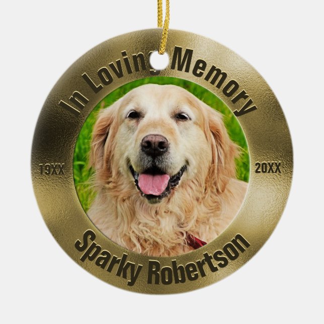 Pet Memorial Gold Ceramic Tree Decoration (Front)