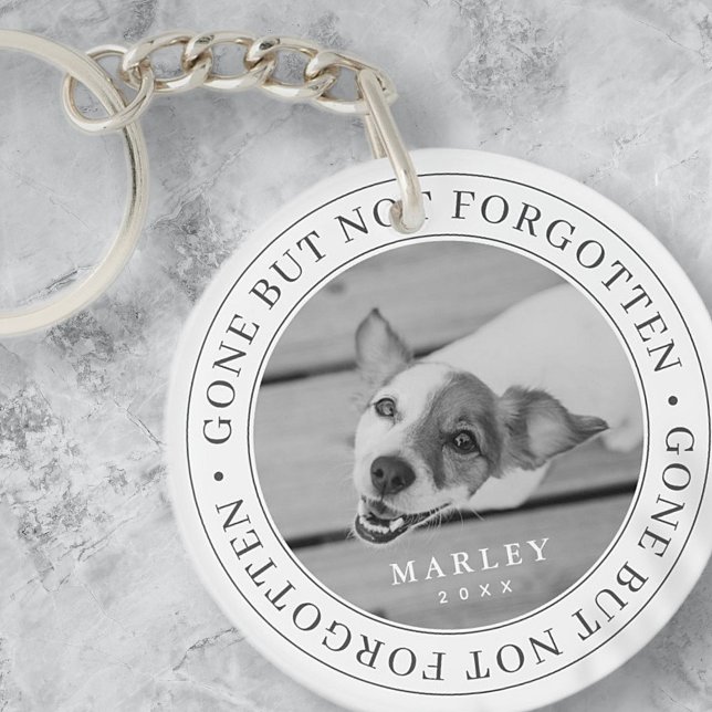 Pet Memorial Gone But Not Forgotten Modern Photo Key Ring (Creator Uploaded)