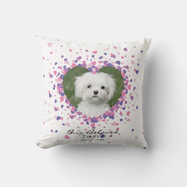 Pet Memorial Heart of Hearts Confetti Cushion (Front)