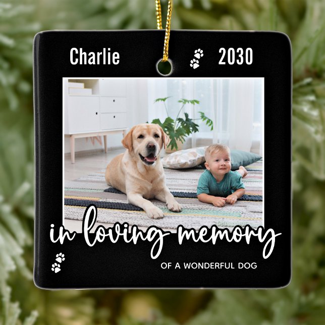 Pet Memorial In Loving Memory 2 Dog Photo Keepsake Ceramic Ornament (Creator Uploaded)
