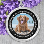 Pet Memorial In Loving Memory Custom Dog Photo  Silver Plated Necklace<br><div class="desc">Honour your best friend with a custom photo pet memorial necklace . This unique memorial keepsake is the perfect gift for yourself, family or friends to pay tribute to your loved one. This dog memorial necklace features a simple black and white design with decorative script. Quote "In Loving Memory". Customise...</div>