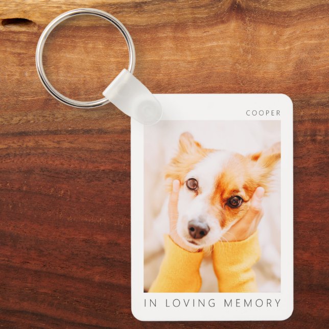 Pet Memorial In Loving Memory Modern Simple Photo Key Ring (Front)