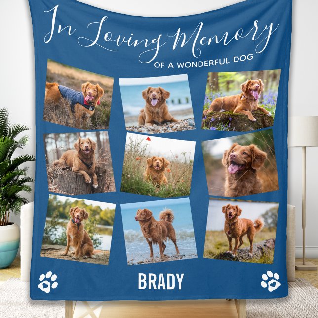 Pet Memorial In Loving Memory Photo Collage Fleece Blanket (Creator Uploaded)