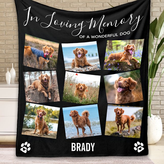Pet Memorial In Loving Memory Photo Collage Fleece Blanket (Creator Uploaded)