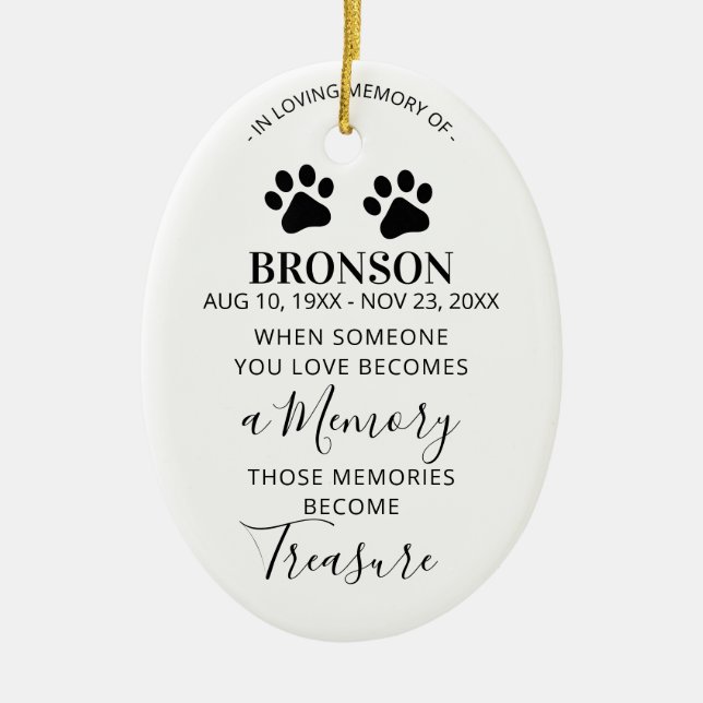 Pet Memorial Keepsake Christmas Ornament (Front)