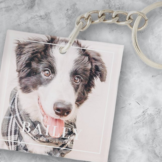 Pet Memorial Keepsake Forever In Our Hearts Photo Key Ring (Creator Uploaded)