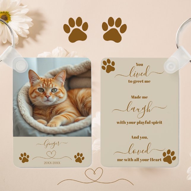 Pet Memorial Keepsake Key Ring (Pet Memorial Keepsake Keychain-Cat Remembrance)