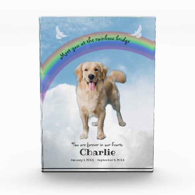 Pet Memorial Keepsake Rainbow Bridge Photo Block (Front)