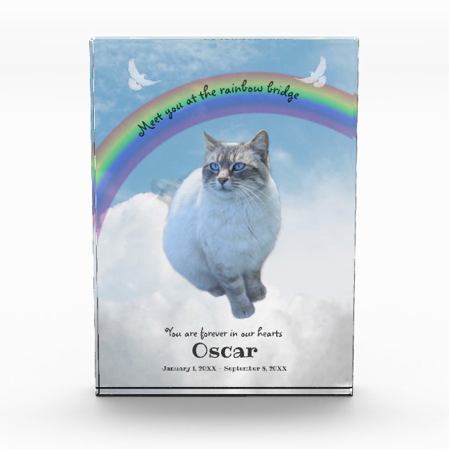 Pet Memorial Keepsake Rainbow Bridge Photo Block (Front)