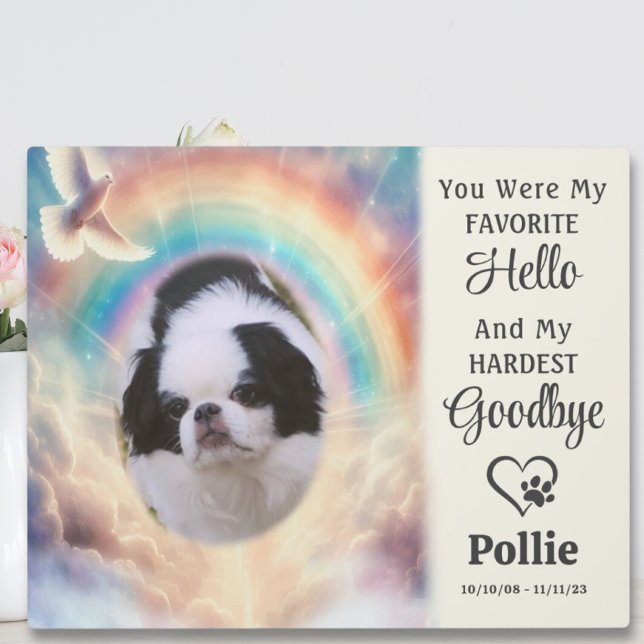 Pet Memorial Keepsake Watercolor Rainbow Photo Plaque (Pet Memorial Keepsake Watercolor Rainbow Photo Plaque Cat Dog)