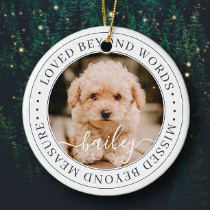 Pet Memorial Loved Beyond Words Elegant Chic Photo Ceramic Ornament