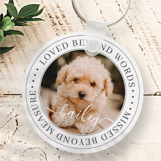 Pet Memorial Loved Beyond Words Elegant Chic Photo Key Ring