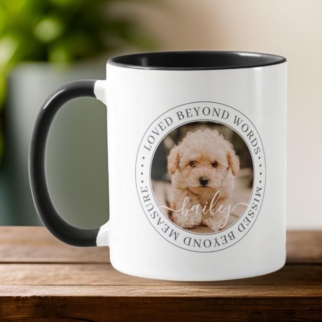Pet Memorial Loved Beyond Words Elegant Chic Photo Mug (Creator Uploaded)