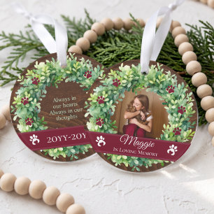 Pet Memorial Loving Memory Wreath Photo Keepsake Ornament
