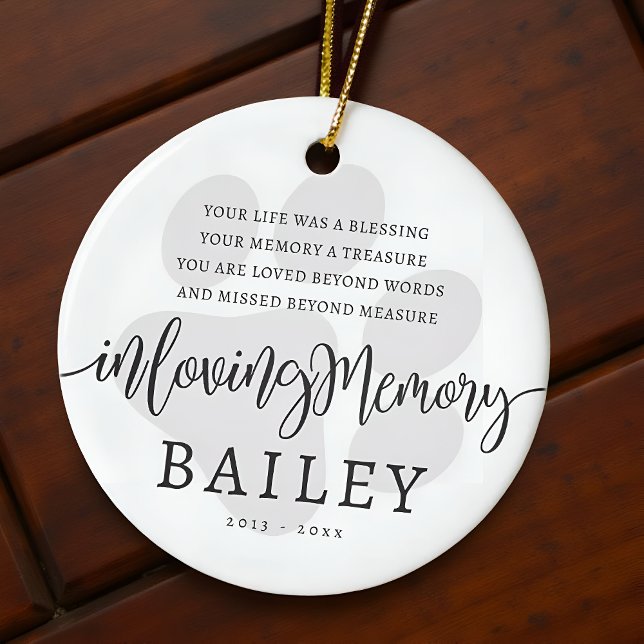 Pet Memorial Modern Elegant Simple Chic Paw Ceramic Ornament (Creator Uploaded)