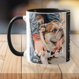 Pet Memorial Modern Grunge Remembrance Poem Photo Mug