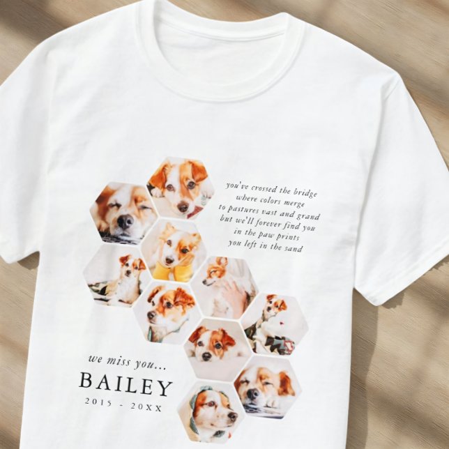 Pet Memorial Modern Simple 10 Photo Collage T-Shirt (Creator Uploaded)