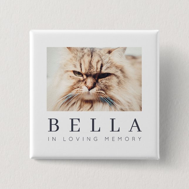 Pet Memorial Modern Simple Chic Family Photo 15 Cm Square Badge (Front)