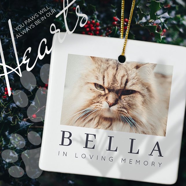 Pet Memorial Modern Simple Chic Family Photo Ceramic Ornament (Creator Uploaded)