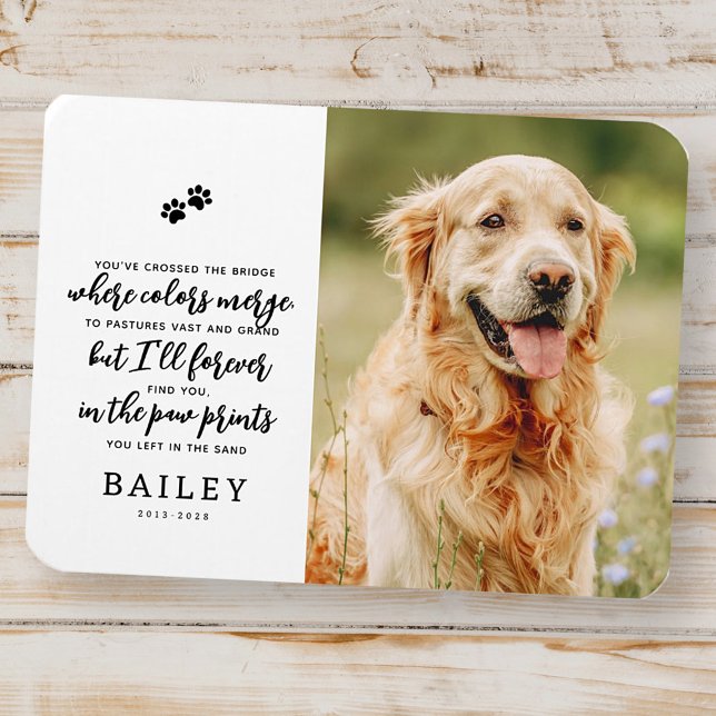 Pet Memorial Modern Simple Chic Poem Photo Magnet (Creator Uploaded)