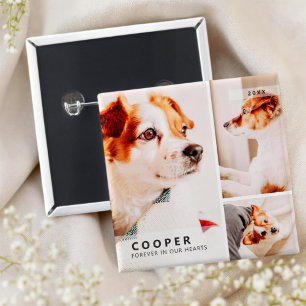 Pet Memorial Modern Simple Geometric Photo Collage 15 Cm Square Badge