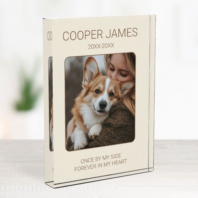 Pet Memorial Modern Simple Sympathy Keepsake Dog Photo Block (Pet Memorial Modern Simple Sympathy Keepsake Dog Photo Block)