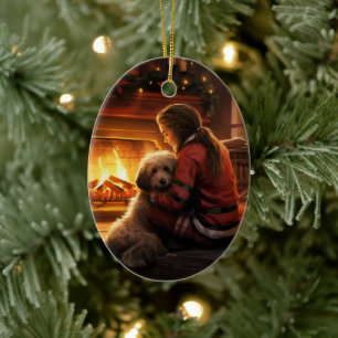 Pet Memorial Ornament, Papillon Dog Mum Gift Ceramic Ornament