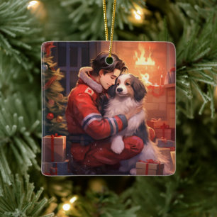 Pet Memorial Ornament, Papillon Dog Mum Gift Ceramic Ornament