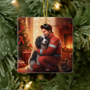 Pet Memorial Ornament,  Papillon Dog Mum Gift Ceramic Ornament