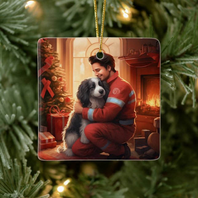 Pet Memorial Ornament,  Papillon Dog Mum Gift Ceramic Ornament (Tree)